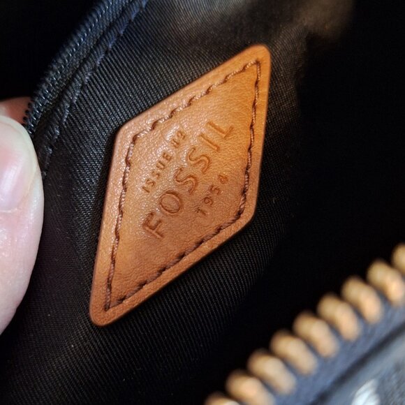 Fossil Rachel Satchel B/W Heart Stripe Vegan Leather & Canvas Crossbody Bag - Picture 7 of 10